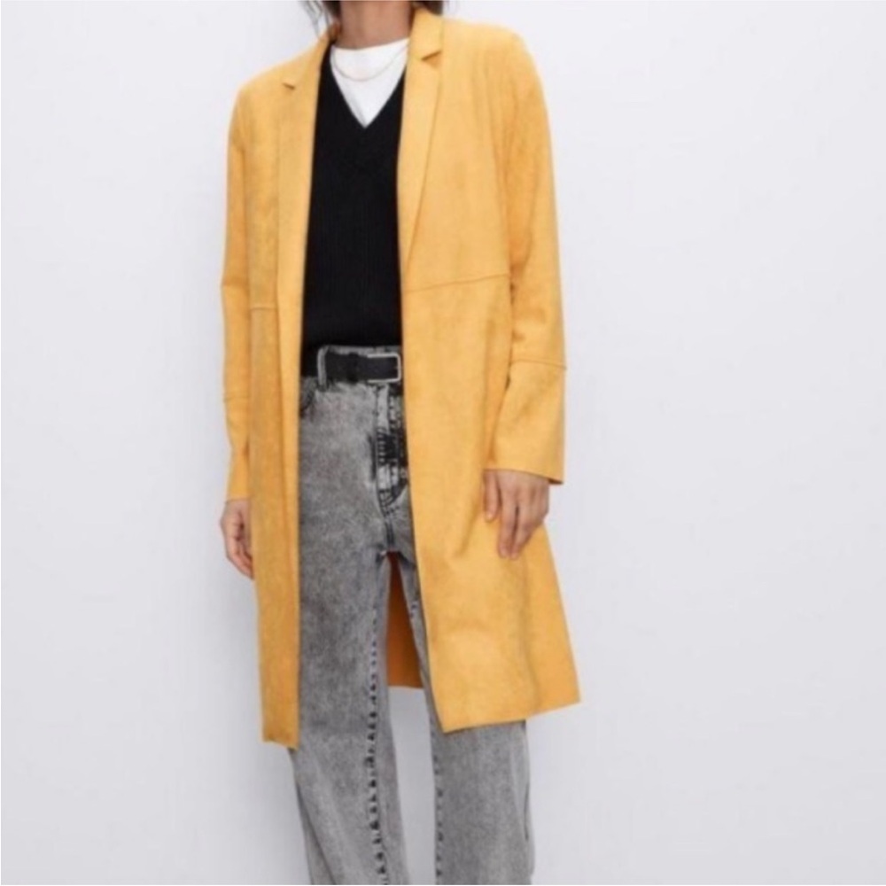 Zara Mustard Yellow Longline Duster Coat
